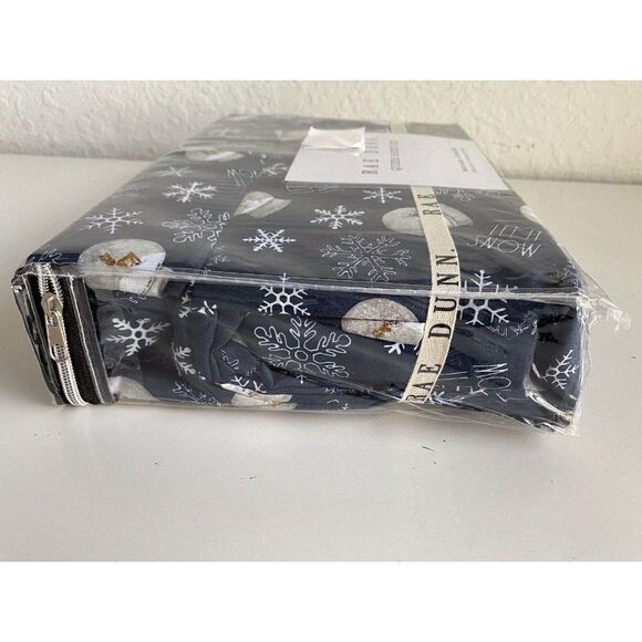 Rae Dunn SnowGlobes Snowflakes Christmas Holiday Soft Queen Sheet Set 4 Piece - Picture 8 of 13